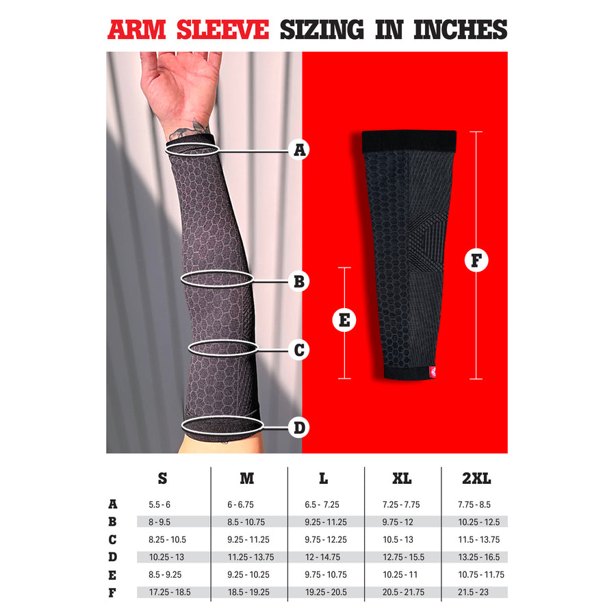 Compression Arm Sleeve sizing guide