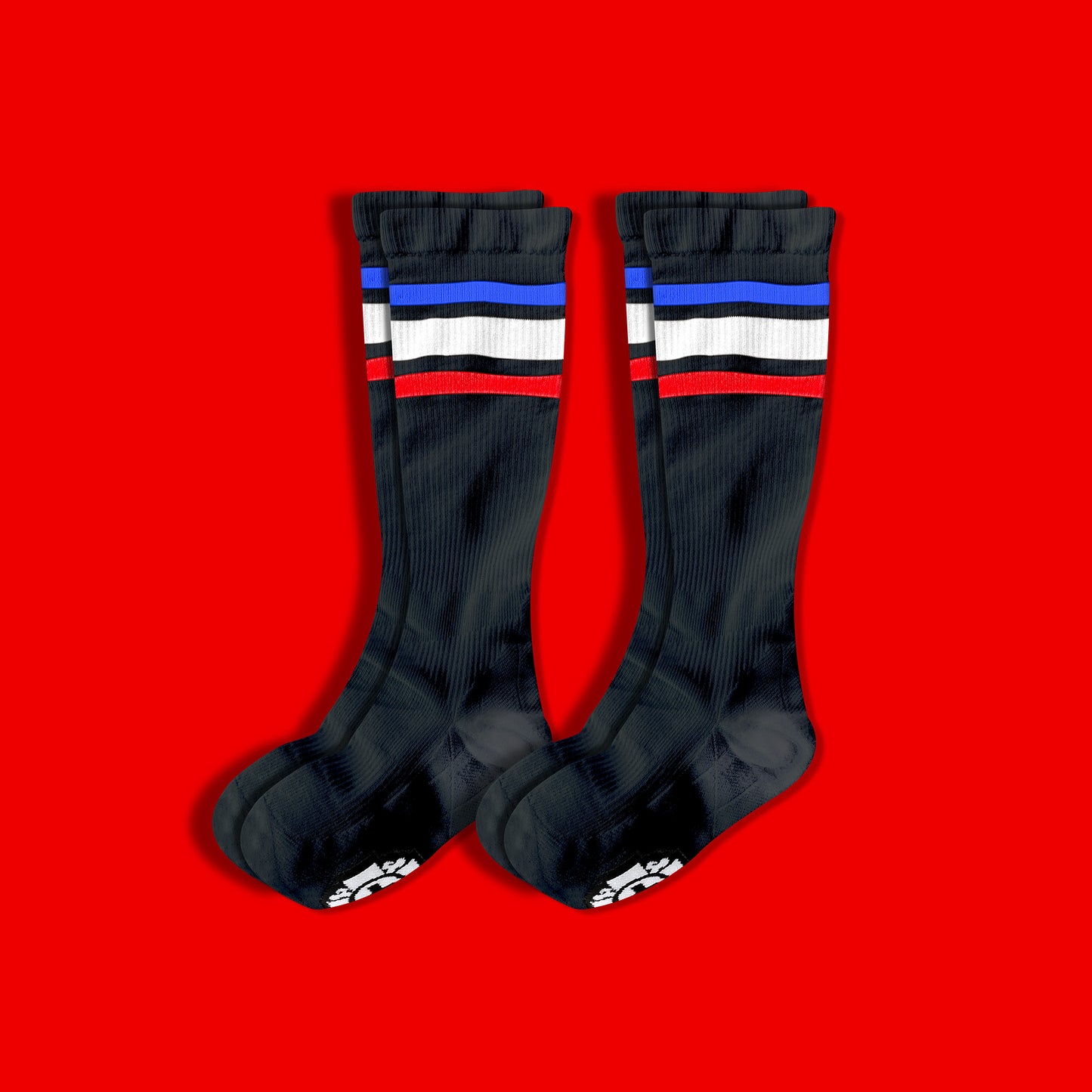 Compression Socks: RED WHITE BLUE Stripes (2-Pack)