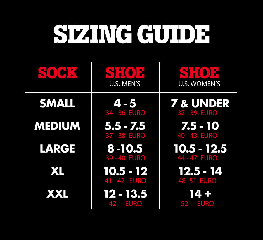 Compression Socks: BLOOD DRIP sizing guide