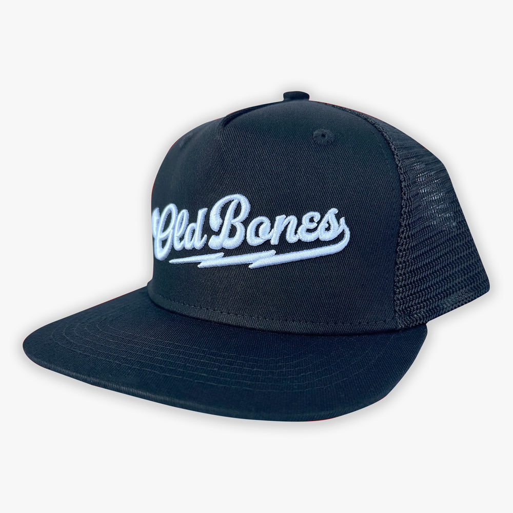 Old Bones Therapy Old Bones Team Bolt Embroidered Hat (Black) — branded apparel