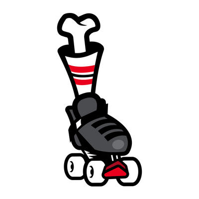 Old Bones Leg Bone roller skate logo