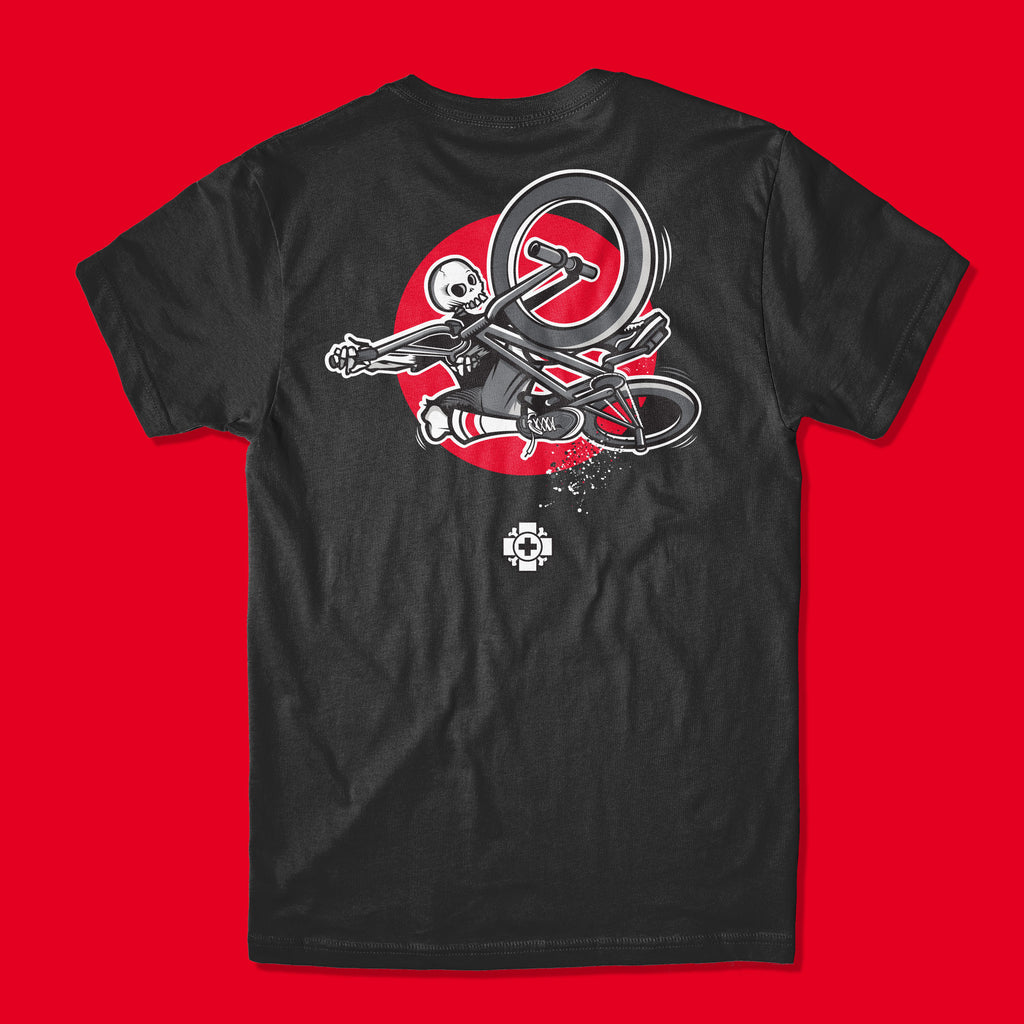Old Bones Therapy Skeleton BMX Air T-Shirt — branded apparel