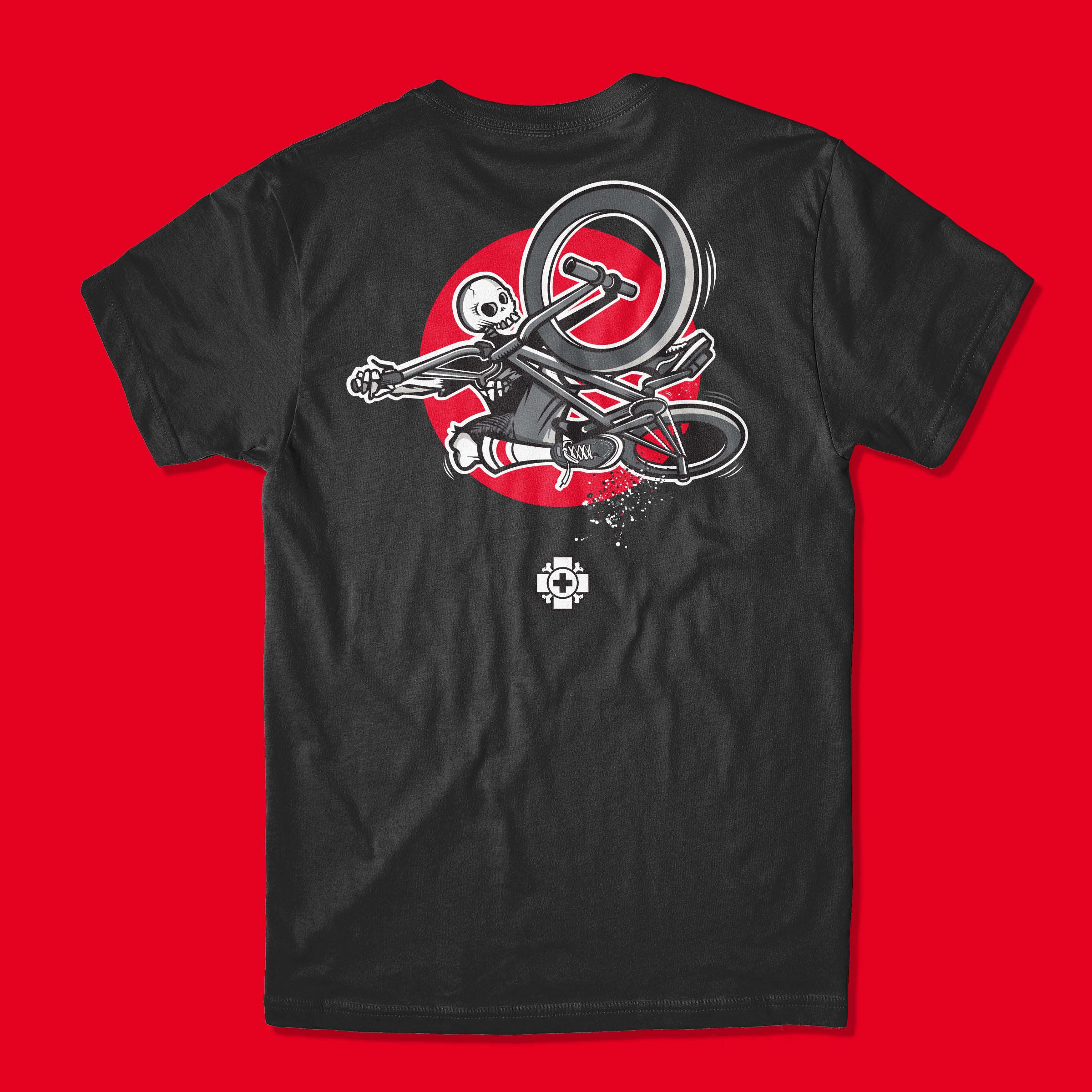 Old Bones Therapy Skeleton BMX Air T-Shirt — branded apparel