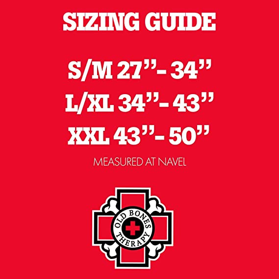 Back Brace + Gel Packs sizing guide